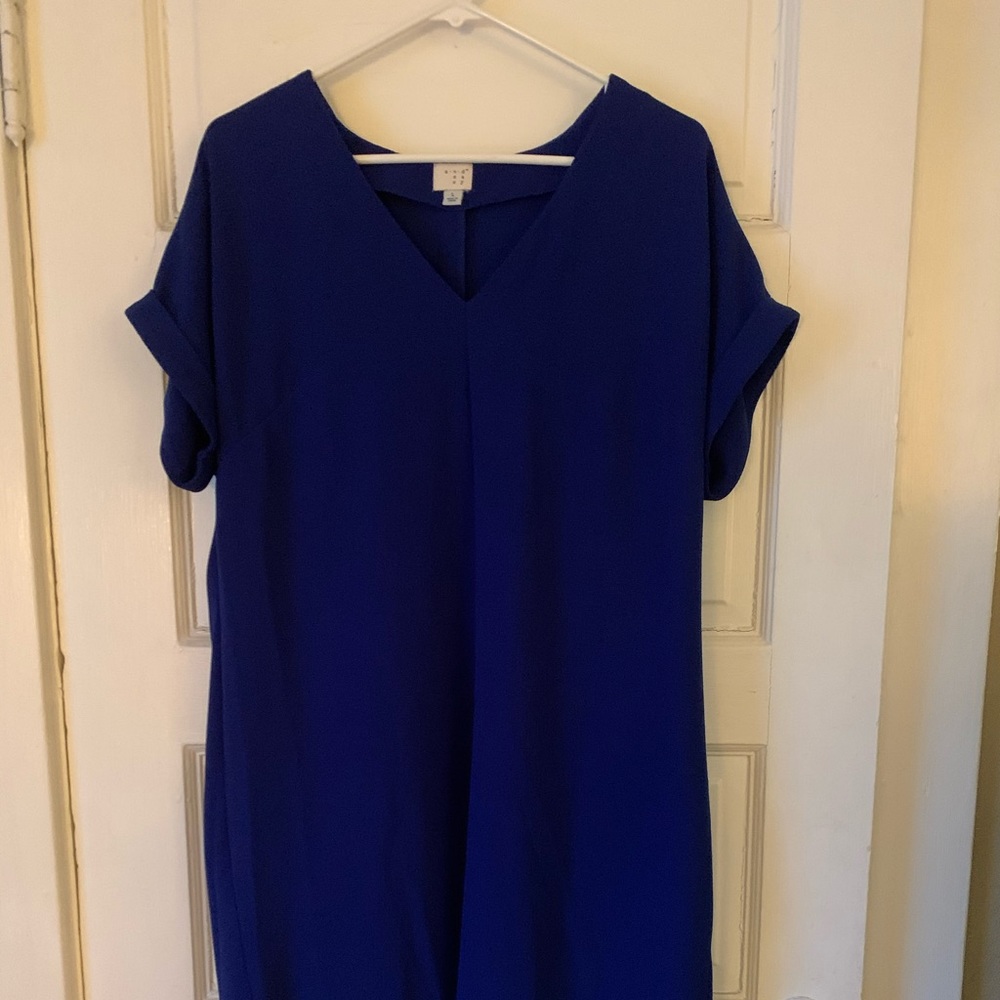 Blue, short sleeve, shirt dress